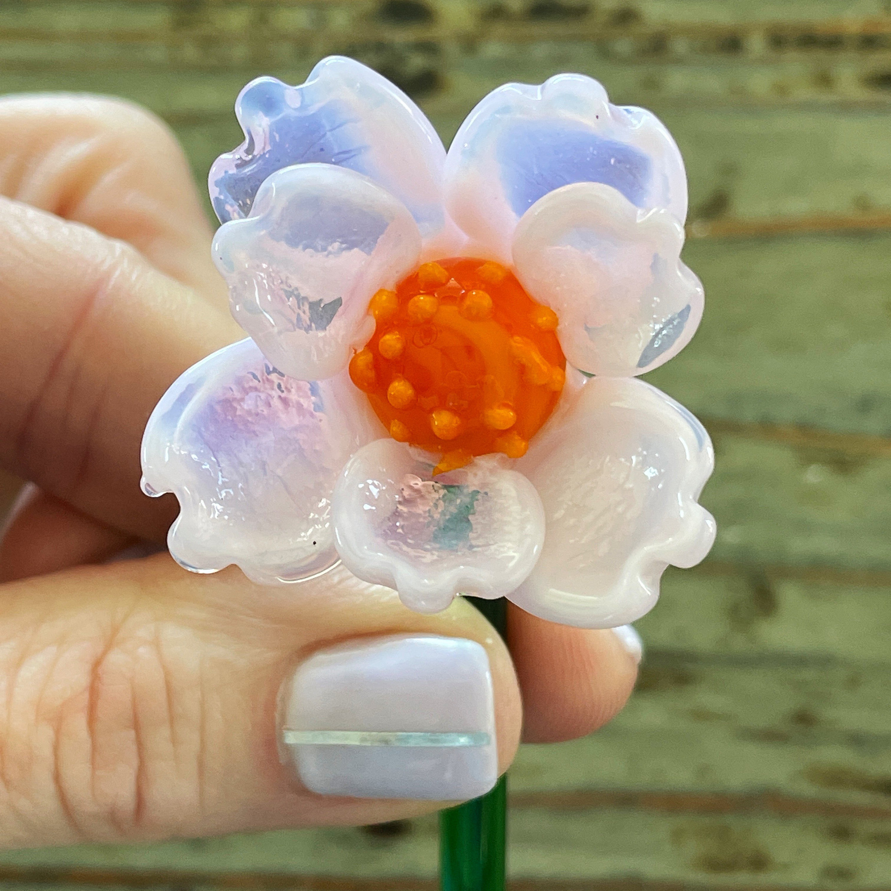ガラスの花の茎 - 美しいランプワークの花 6インチ - Etsy 日本