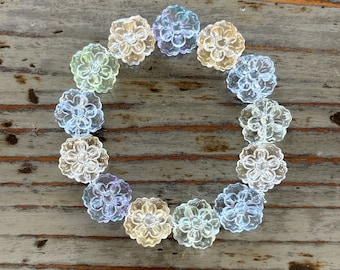 Lampwork Flower Bracelets, Mixed Glass Flowers, 7” Beaded Bracelet