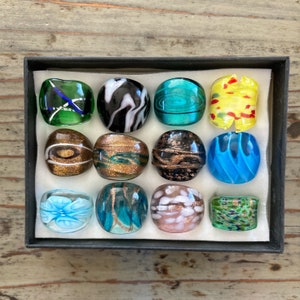 Lampwork Glass Rings, Mixed Color Infinity Ring, Mixed Sizes