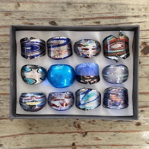Lampwork Glass Rings, Mixed Color Infinity Ring, Mixed Sizes