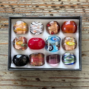Anéis de vidro Lampwork, estilo infinito de cores misturadas, tamanhos mistos