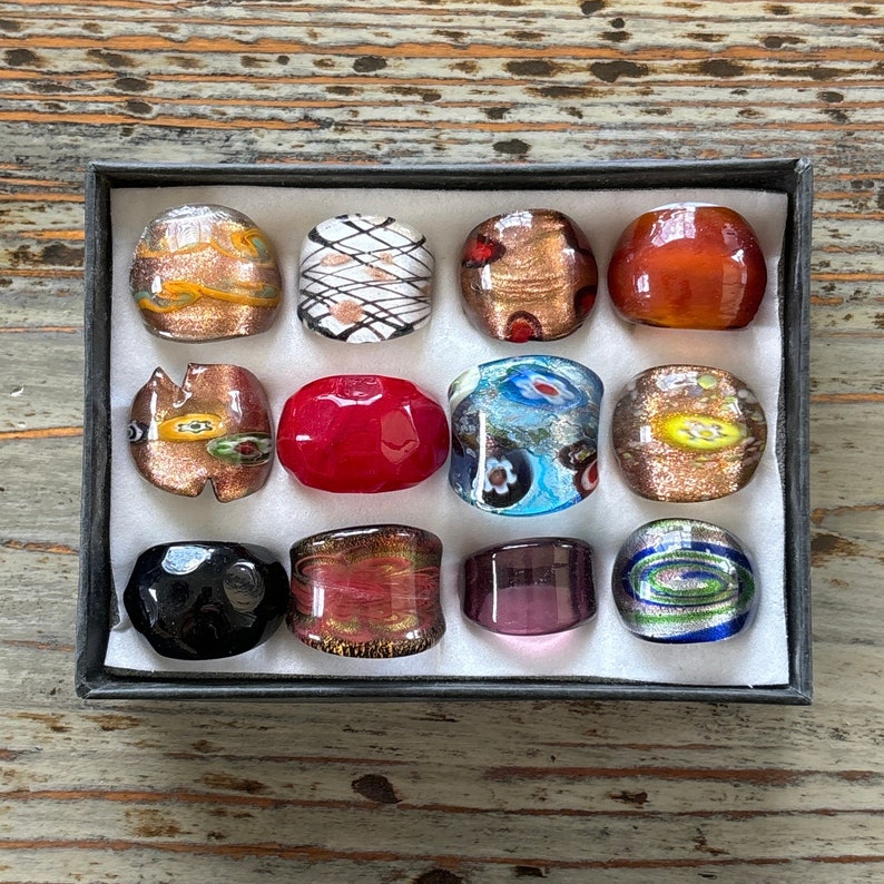 Lampwork Glass Rings, Mixed Color Infinity Style, Mixed Sizes - Etsy