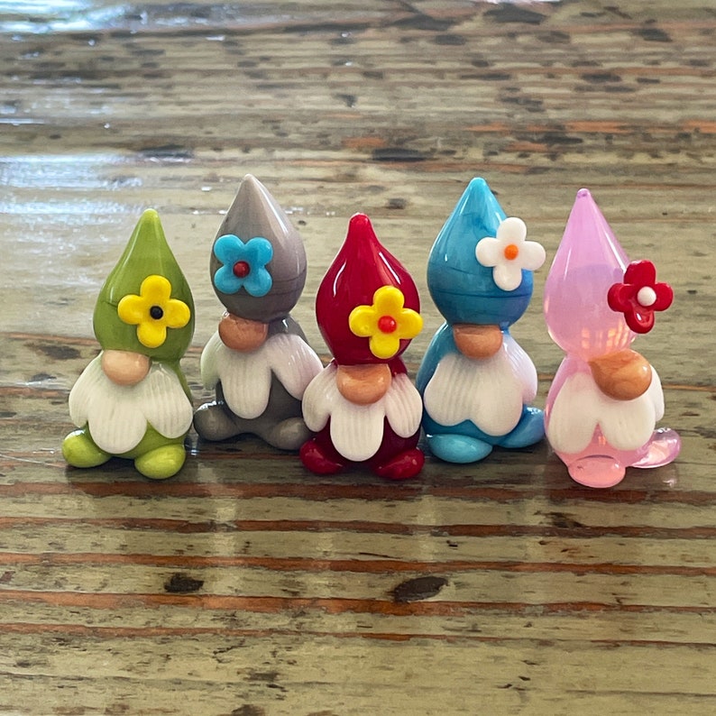 Gnomos de jardín de cristal, gnomos de cristal de Murano de 40 mm imagen 1