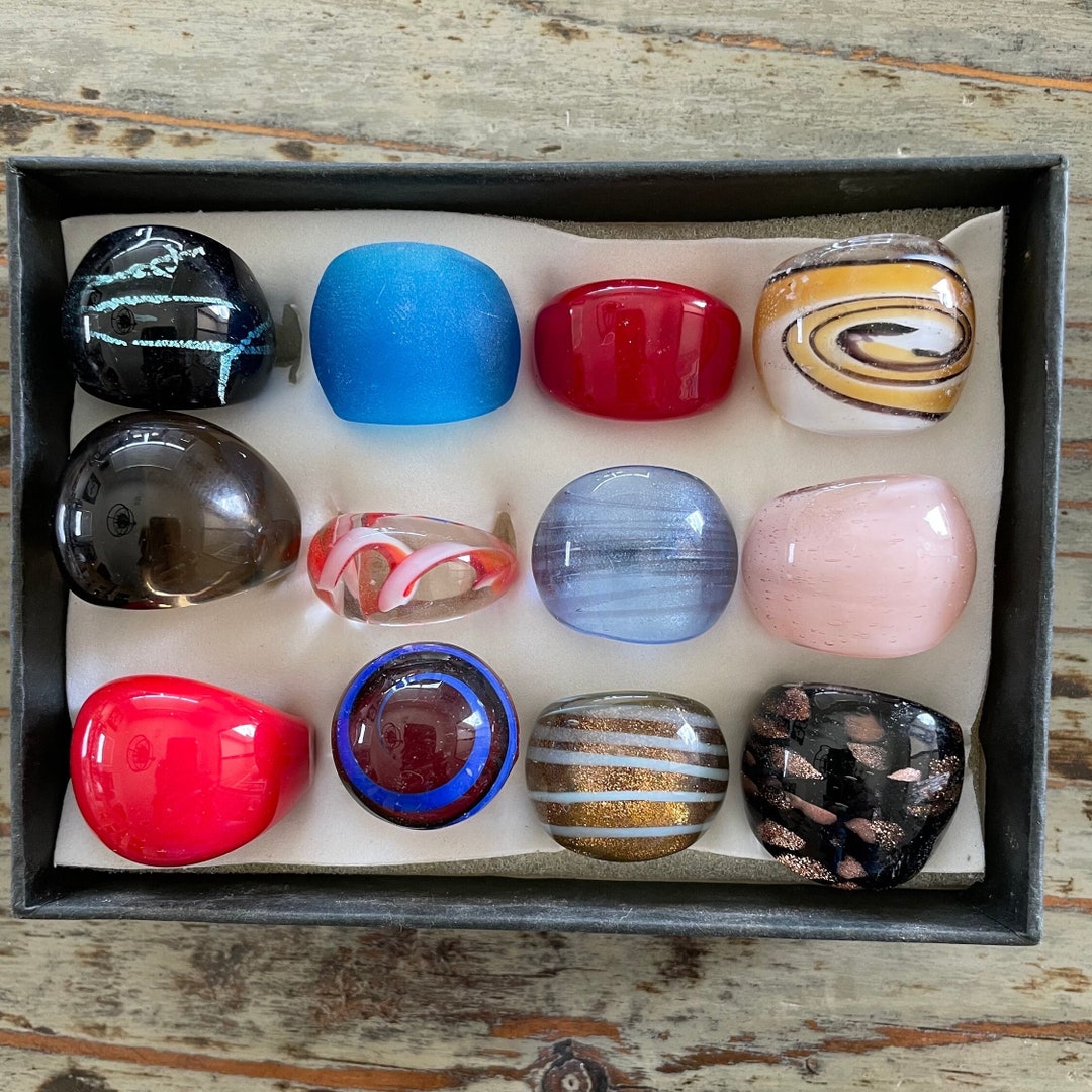 Lampwork Glass Rings, Mixed Color Infinity Style, Mixed Sizes - Etsy