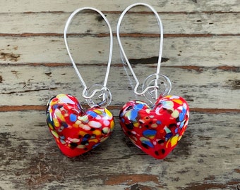 Boucles d'oreilles Argent avec Verre de Murano Boule Bleu et Marron