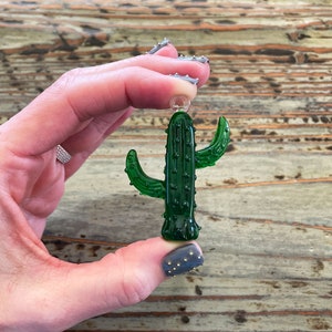 Lampwork Cactus Pendant, Glass Saguaro Cactus, Western Wear