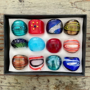 Lampwork Glass Rings, Mixed Color Infinity Style, Mixed Sizes
