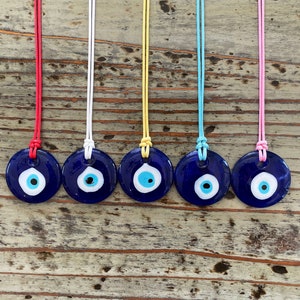 Glass Evil Eye Corded Necklace-40mm Multicolored Nazar Corded Necklace