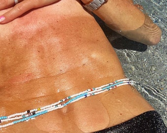 Colar de cintura com contas de olho grego: corrente de barriga Nazar de 4 mm