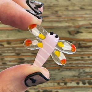 Lampwork Dragonfly Bead 32mm, Pink Dragonfly
