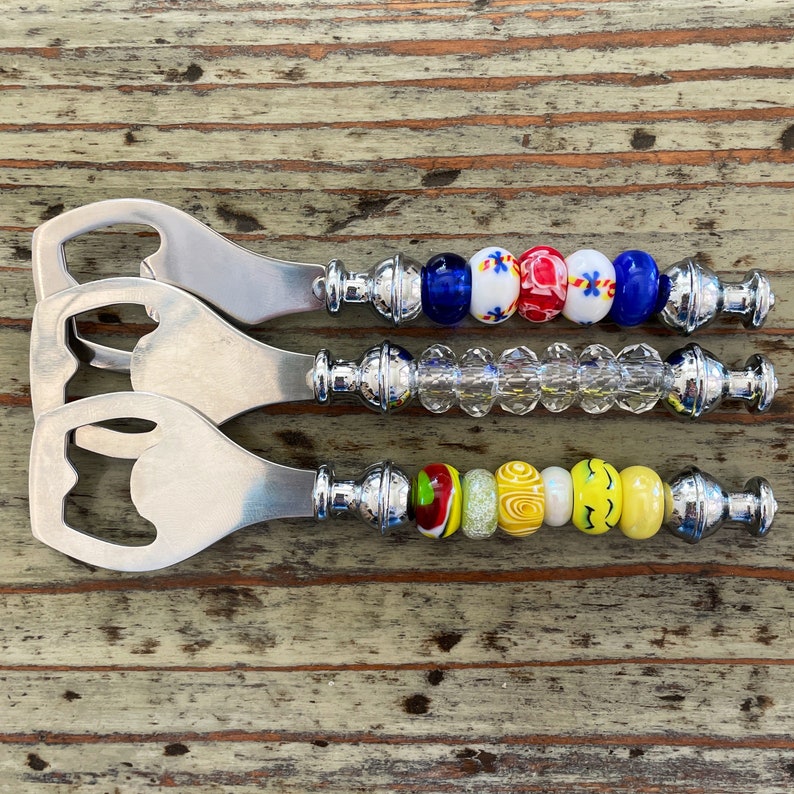 Beaded Bottle Opener Murano Glass Beads on 6 Silver Opener Etsy