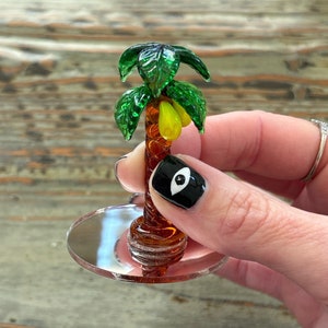 Lampwork Palm Tree, Glass Topical Tree with Coconuts