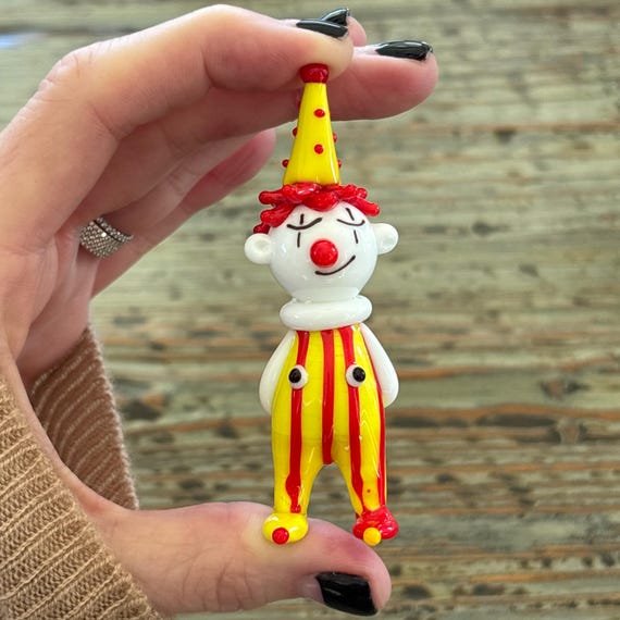 【☆ゆきみだいふく☆】レア！MURANO☆フロストガラス ピエロ人形 置物 ☆ゆきみだいふく☆様専用】レア！MURANO☆フロストガラス ピエロ人形 置物