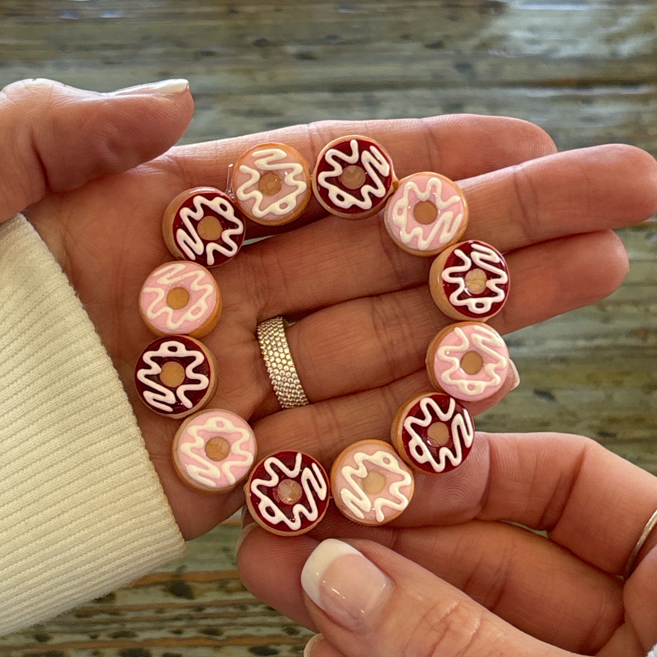 Lampwork Donut Bracelets, Mixed Glass Doughnut Beaded Bracelet - Etsy