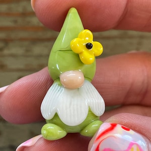 Gnomos de jardín de cristal, gnomos de cristal de Murano de 40 mm Green