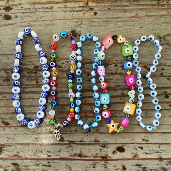 Millefiori Evil Eye Anklets, Perfect for Summer, Multicolor, 9” Stretchy Anklets