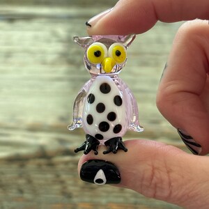 Lampwork Glass Owl, Pink Owl Display, Decoration, Figurine