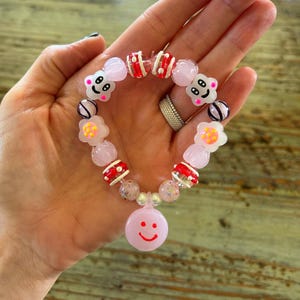 Lampwork Smile Bracelet, Glass Beaded Bracelet