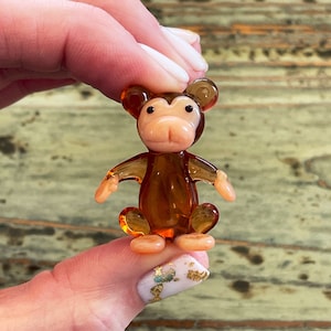 Lampwork Glass Monkey, Glass Figurine, Decoration, Display