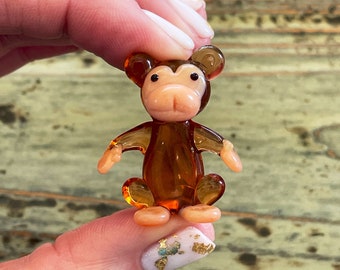 Lampwork Glass Monkey, Glass Figurine, Decoration, Display