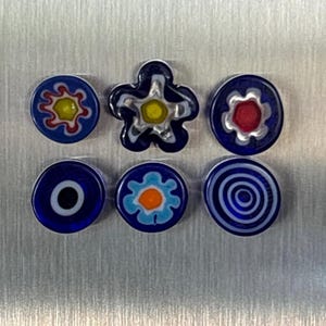 Glasmagneten lampwork: blauwe bloemenset van 6 inch