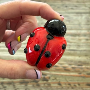 Lampwork Ladybug Display, Decoration, Figurine, Large Glass Ladybird