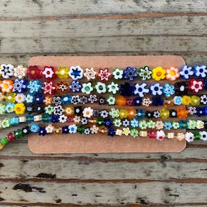Millefiori Flower Glass Bead Strands Mixed Color Mixed Size image 1
