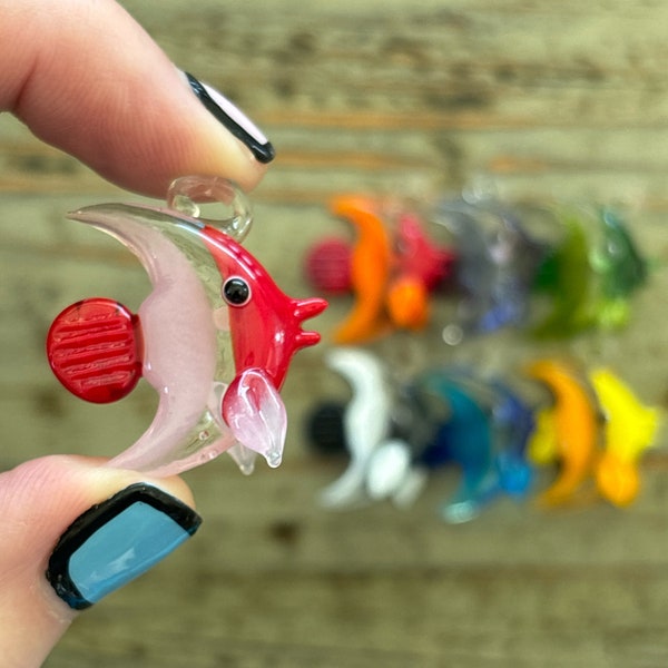 Lampwork Glass Fish, 32mm Float Glass for Aquarium or Pendants