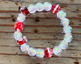 Lampwork Cancer Awareness-armband, armbanden met glaskralen