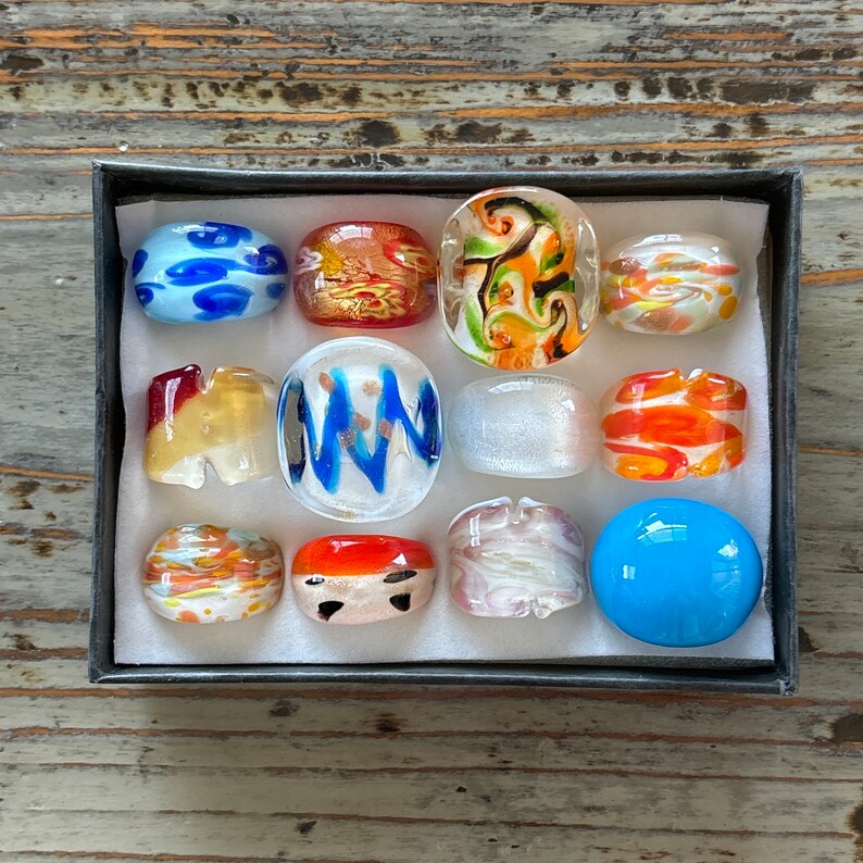 Lampwork Glass Rings, Mixed Color Infinity Style, Mixed Sizes - Etsy