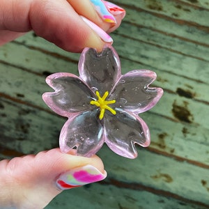Cherry Blossom Glass Decor, Chopsticks or Pen Rest, Desktop Decor in Pink