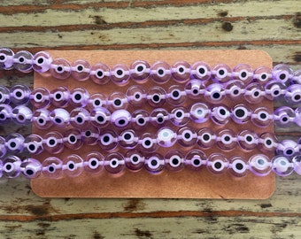 Evil Eye Glass Bead Strands, 8mm Lavender-Lilac-Murano Beads!