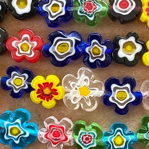 Millefiori Flower Beads Multicolor Flower Shape, Mixed Color 1014mm image 4