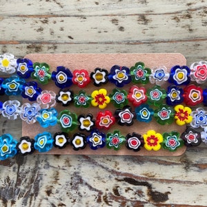 Millefiori Flower Beads Multicolor Flower Shape, Mixed Color 1014mm image 2