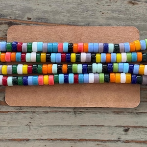 Lampwork Flat Round Bead Strands, Glass 6mm Multicolor