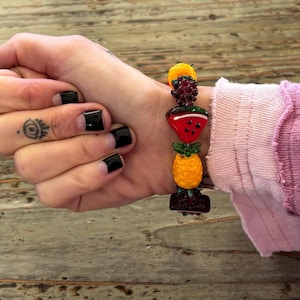 Lampwork Fruit Bracelets, Glass 12~24mm Fruit Beaded Bracelet