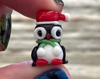 Lampwork Penguin Beads 20mm, Adorable Winter Penguins