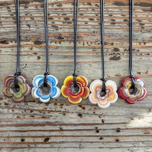 Italian Murano Glass Flower Necklace, Lampwork Boho Flower Choker