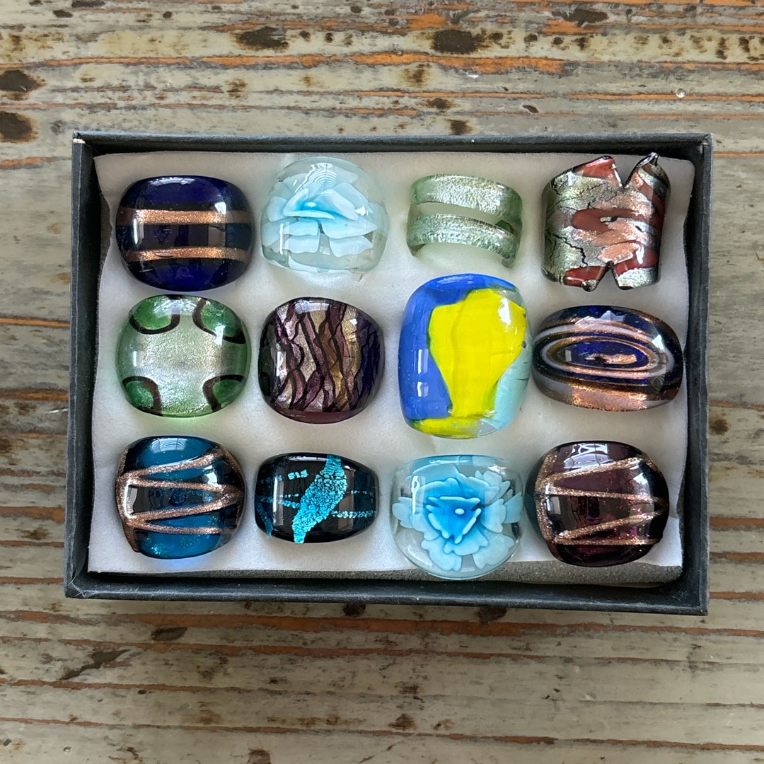 Lampwork Glass Rings, Mixed Color Infinity Ring, Mixed Sizes - Etsy