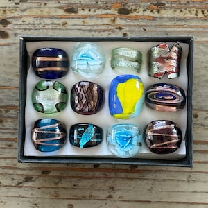 Lampwork Glass Rings, Mixed Color Infinity Ring, Mixed Sizes