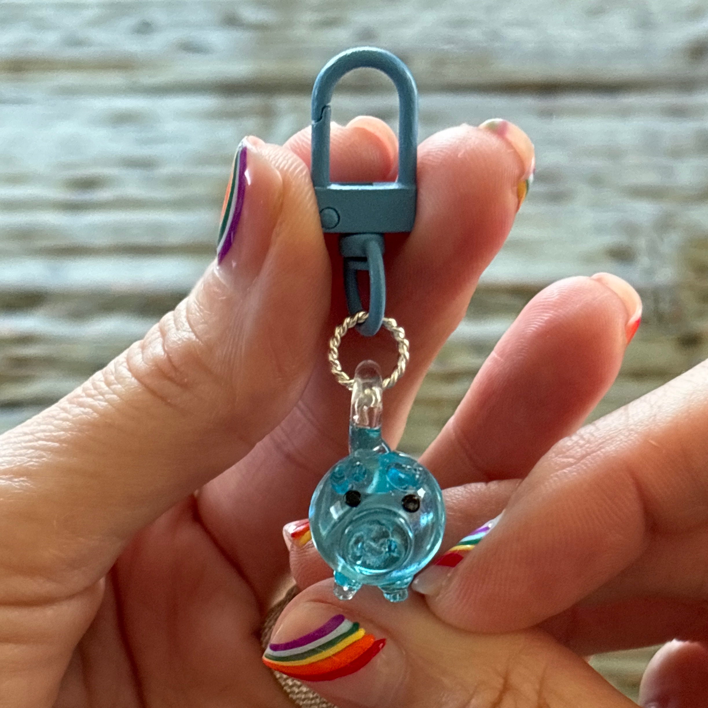 ガラス製動物キーホルダー、バッグチェーン、バッグスワッグ、マルチ