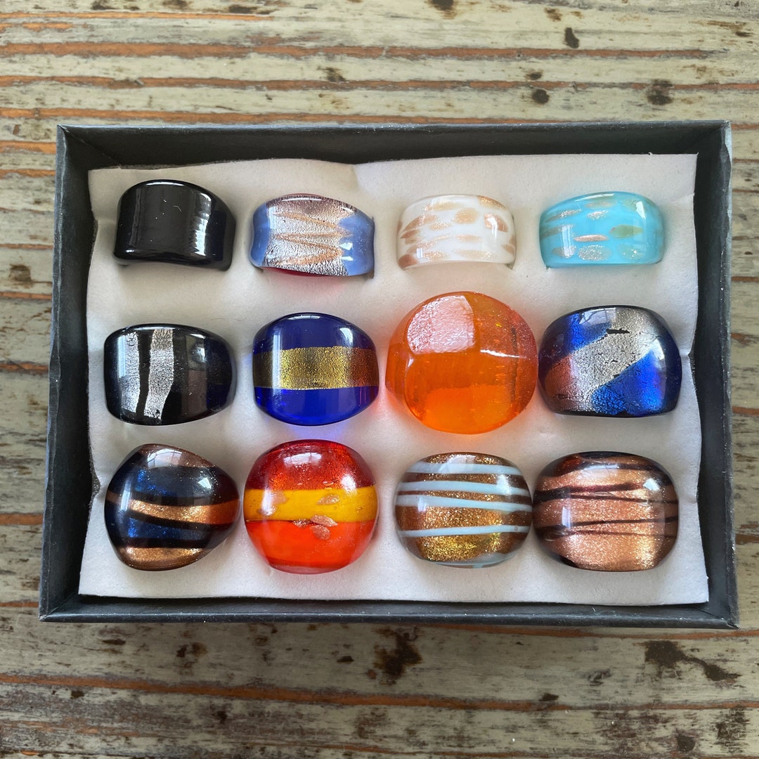 Lampwork Glass Rings, Mixed Color, Mixed Sizes - Etsy