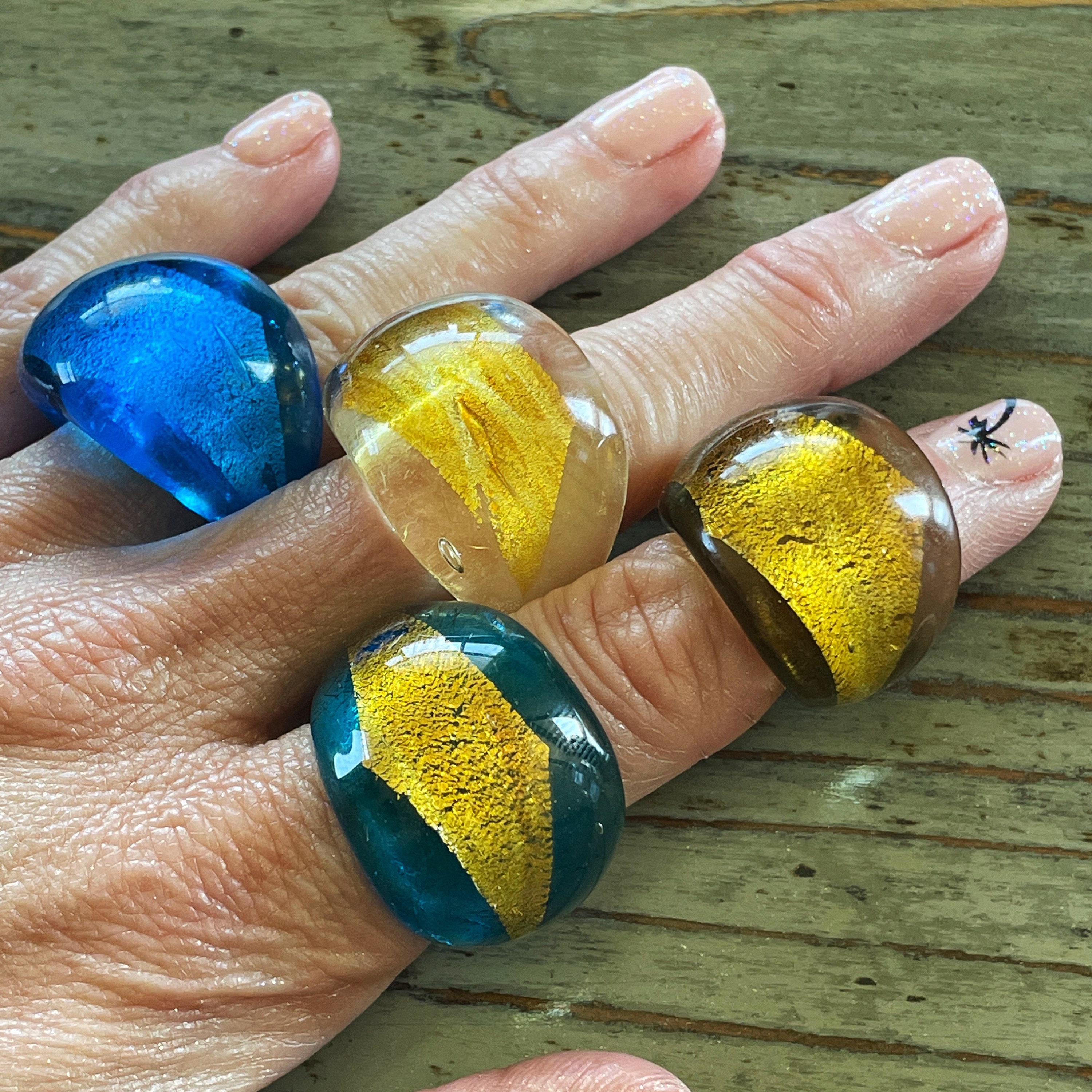 Lampwork Glass Rings, Mixed Color, Mixed Sizes - Etsy