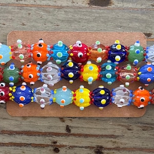 Lampwork Glass Beads, Bumpy, Mixed Color, 14mm Round Bead