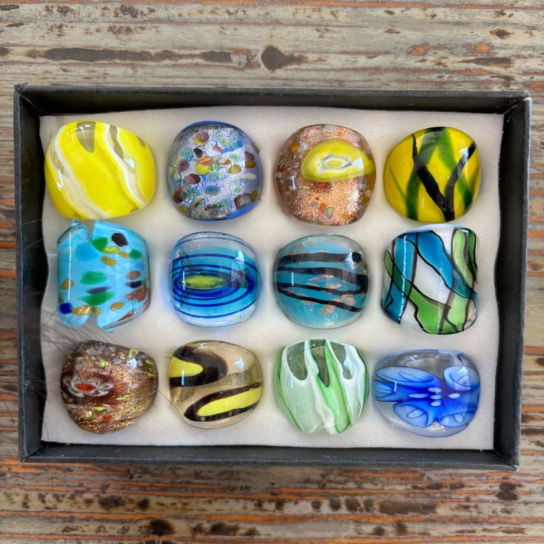 Lampwork Glass Rings, Mixed Color Infinity Style, Mixed Sizes - Etsy