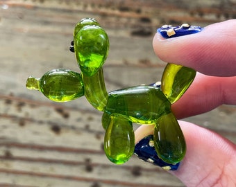 Ballon-Hundefigur, 5 cm grüner Lampwork-Glashund