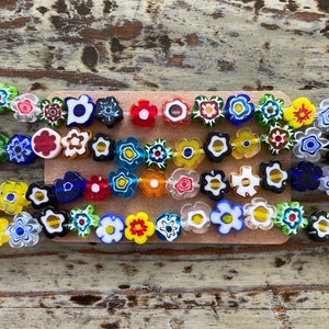 Millefiori Flower Beads Multicolor Flower Shape, Mixed Color 1014mm image 3