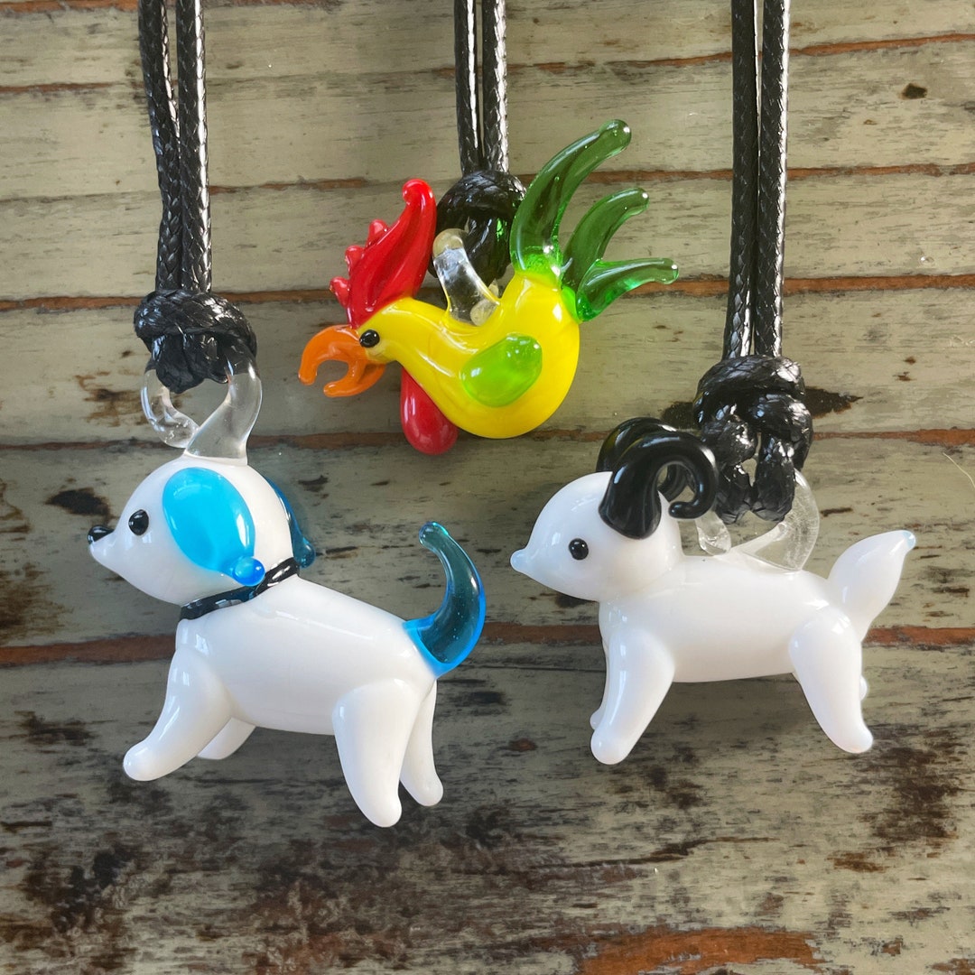Lampwork Glass Animal Necklace- Animal Pendants Black Corded