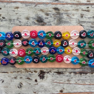 Millefiori Glas Herz Perlenstrang, 10 mm Bunte Herzen Perlenstränge