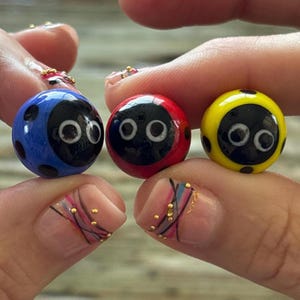 Ladybug Marbles, Lampwork Glass Marble, 17mm